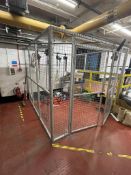 Two sided, double door cage, side approx. 2690mm W x 2190mm H, front approx. 2670mm W x 2190mm H,