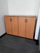 2 - Wooden storage cupboards, approx. H 1200mm x W 800mm x D430mm, as lotted