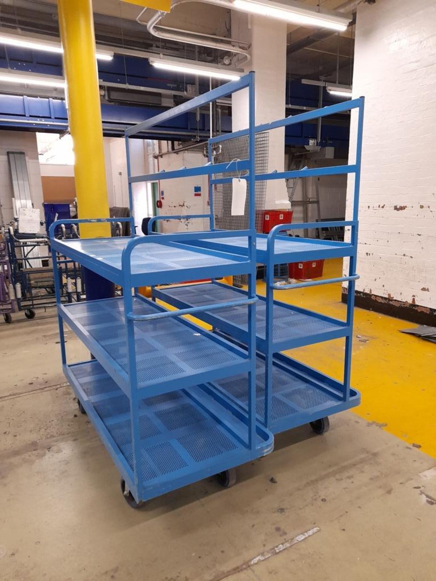 2 - Three tier trolley, with hanging shelf, as lotted (blue) (image for illustration purposes only)