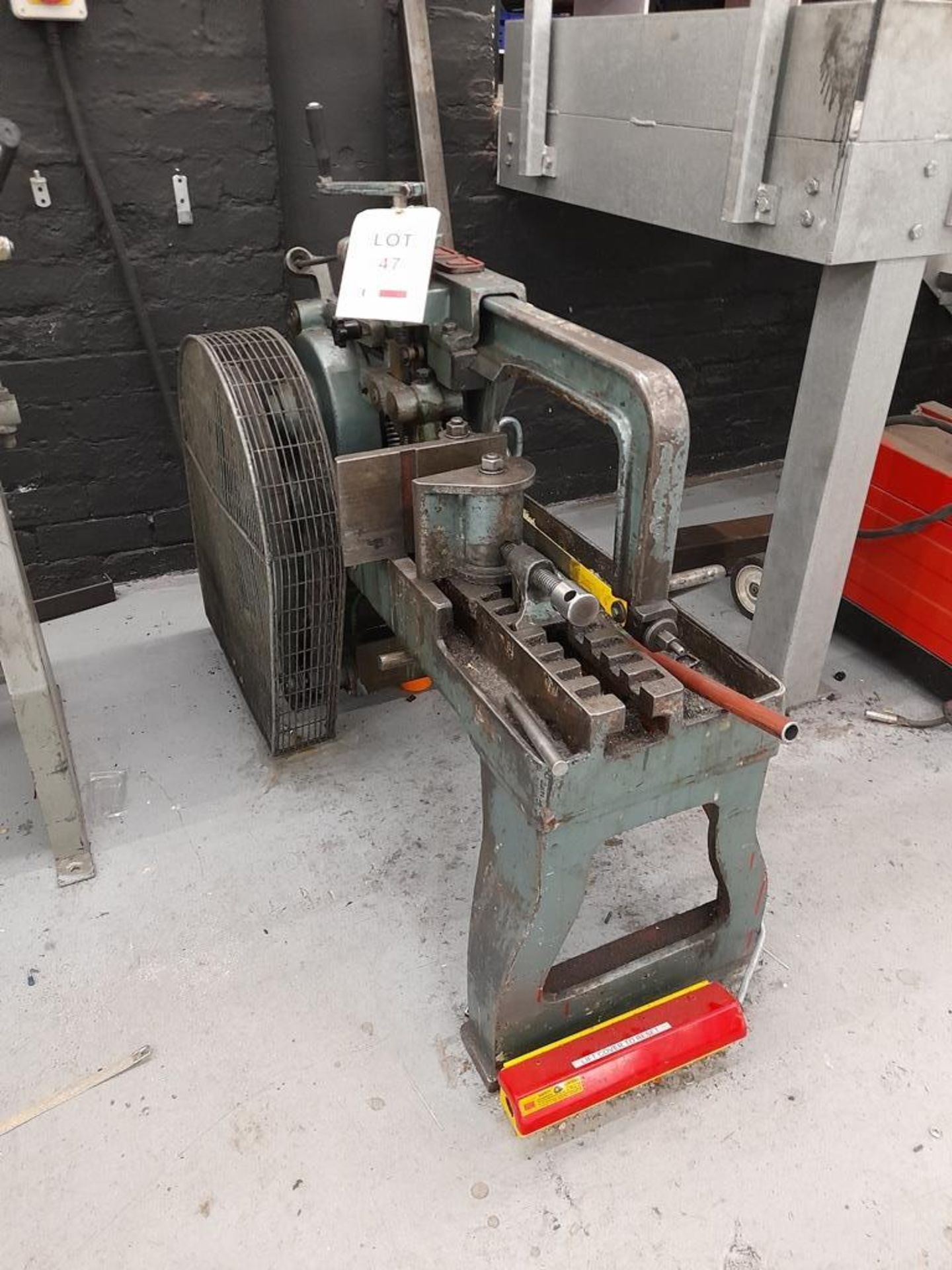 Ajax horizontal metal bandsaw, Serial no. 28533, saw size - 350mm x 32mm, 14" x 1 1/4"