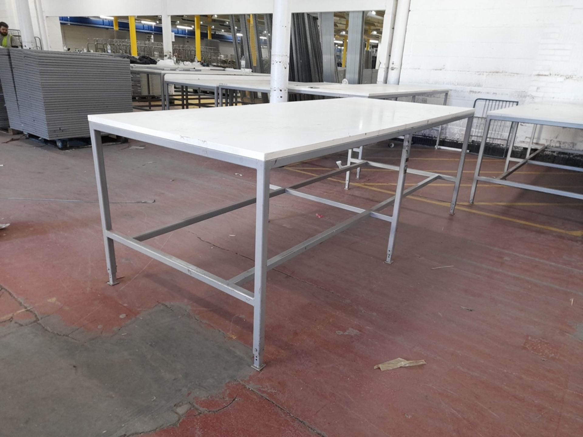 2 - White 'Quality Control' workbench. Height adjustable. Approx. 1,220mm x 3,000mm (Photo for - Image 2 of 5