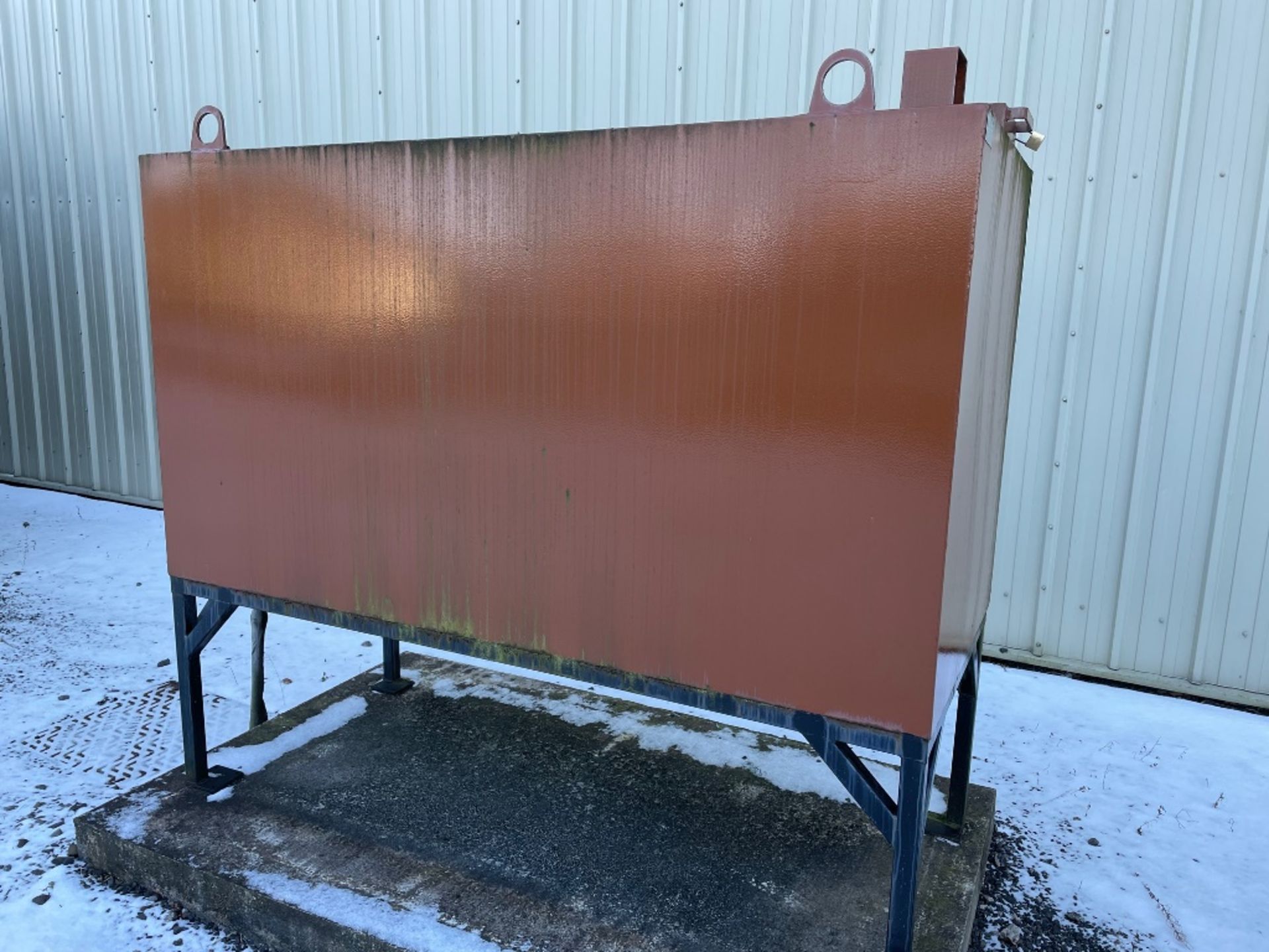 Diesel storage tank, approx. 2310mm wide x 1000mm deep x 1250mm high/ 1950 mm high with stand. (