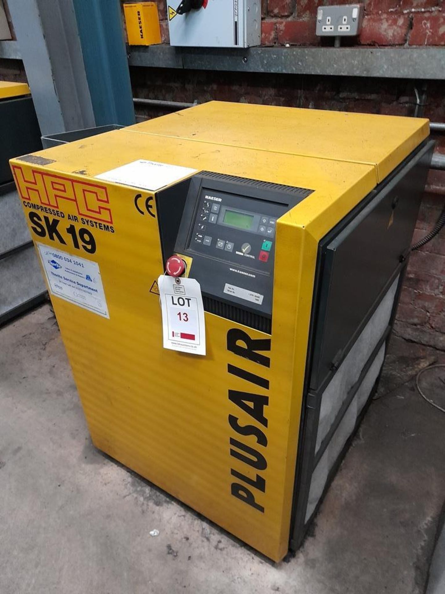 Kaeser HPC SK19 PLUSAIR packaged air compressor, Serial no. 1005. NB: The purchaser must ensure this