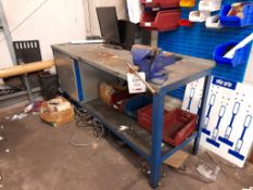 Steel workbench with vice