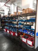 Remaining contents of BCS Stores including 4 bays of racking, metal double door cupboard, various