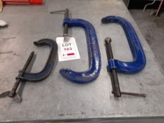 2 - 12" G clamps and 1 - 6" G clamp, as lotted