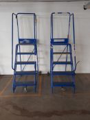 2 - 5-tread mobile warehouse step ladders (Blue)