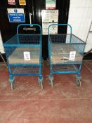 2 - Four wheel basket style trolleys, with lower shelf (blue)