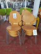 25 -Wooden dining chairs, with chrome legs, as lotted