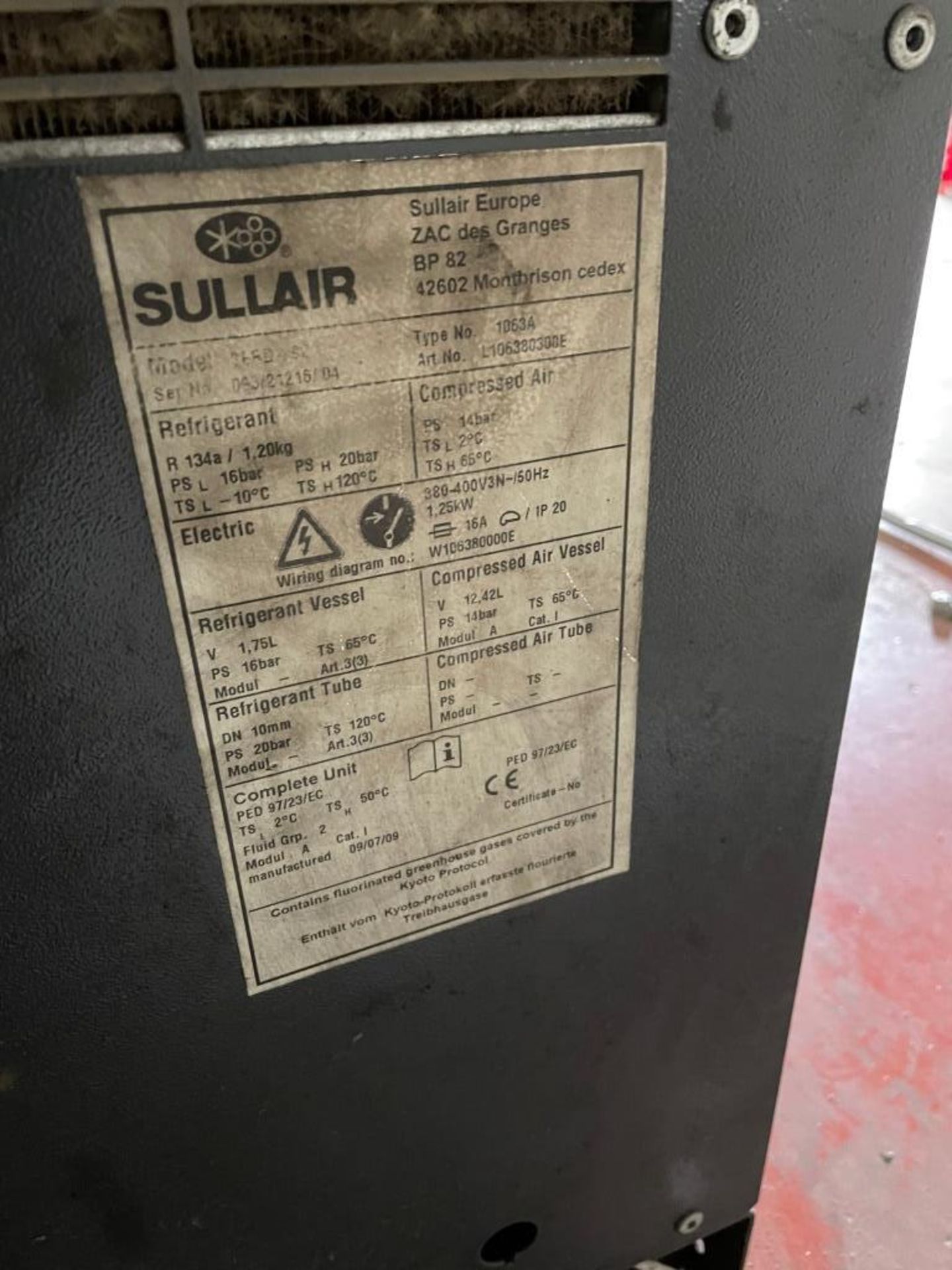 Sullair packaged Refrigerated Dryer, type 1063A. NB: The purchaser must ensure this item is tested - Image 3 of 3