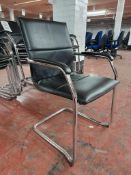 12 - Black leather meeting room chairs, as lotted (palletised)