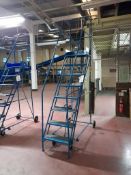 8-tread mobile warehouse step ladders (Blue)