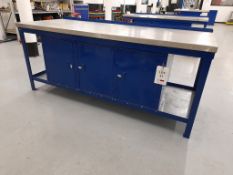 Workbench, with fitted 3-door cupboard