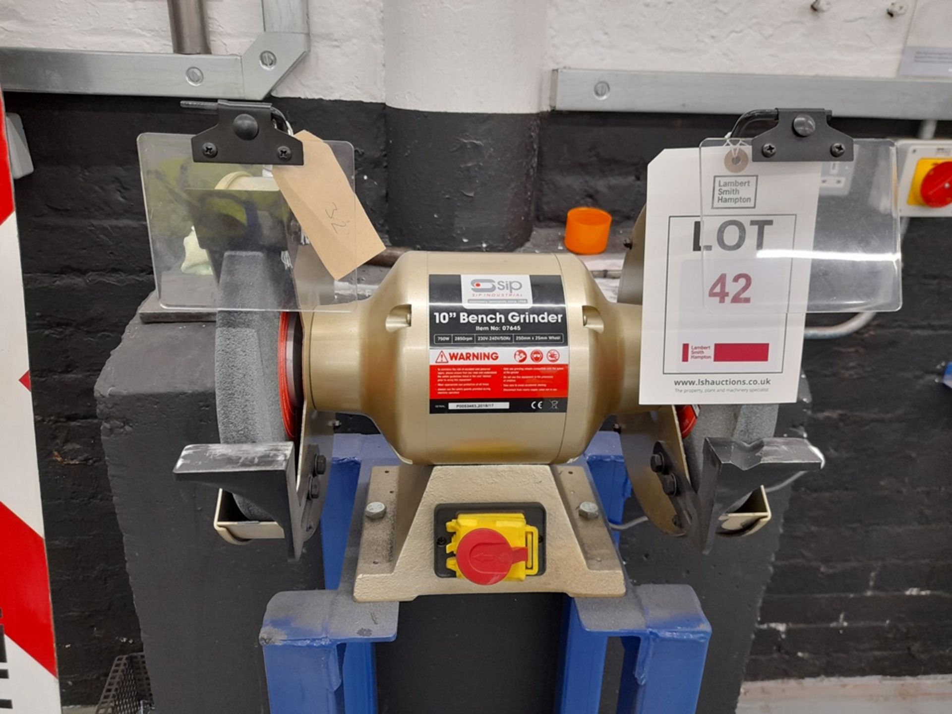 SIP Industrial 10" bench grinder, 250mm x 25mm wheel (1), Item no. 07645, Year 2018/17, Serial no. - Image 2 of 2