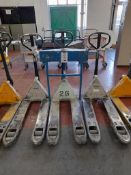 3 - Crown pallet trucks (one with picking tray)