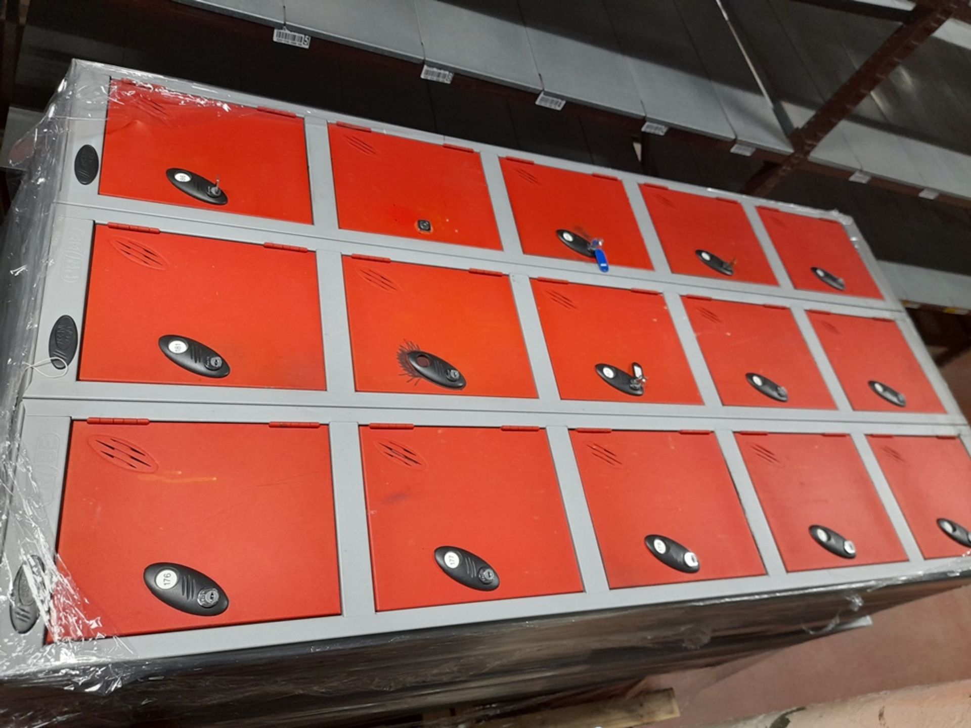 6 - Six door lockers (Red/Grey), as lotted on 1 pallet (some keys missing) - Image 2 of 2