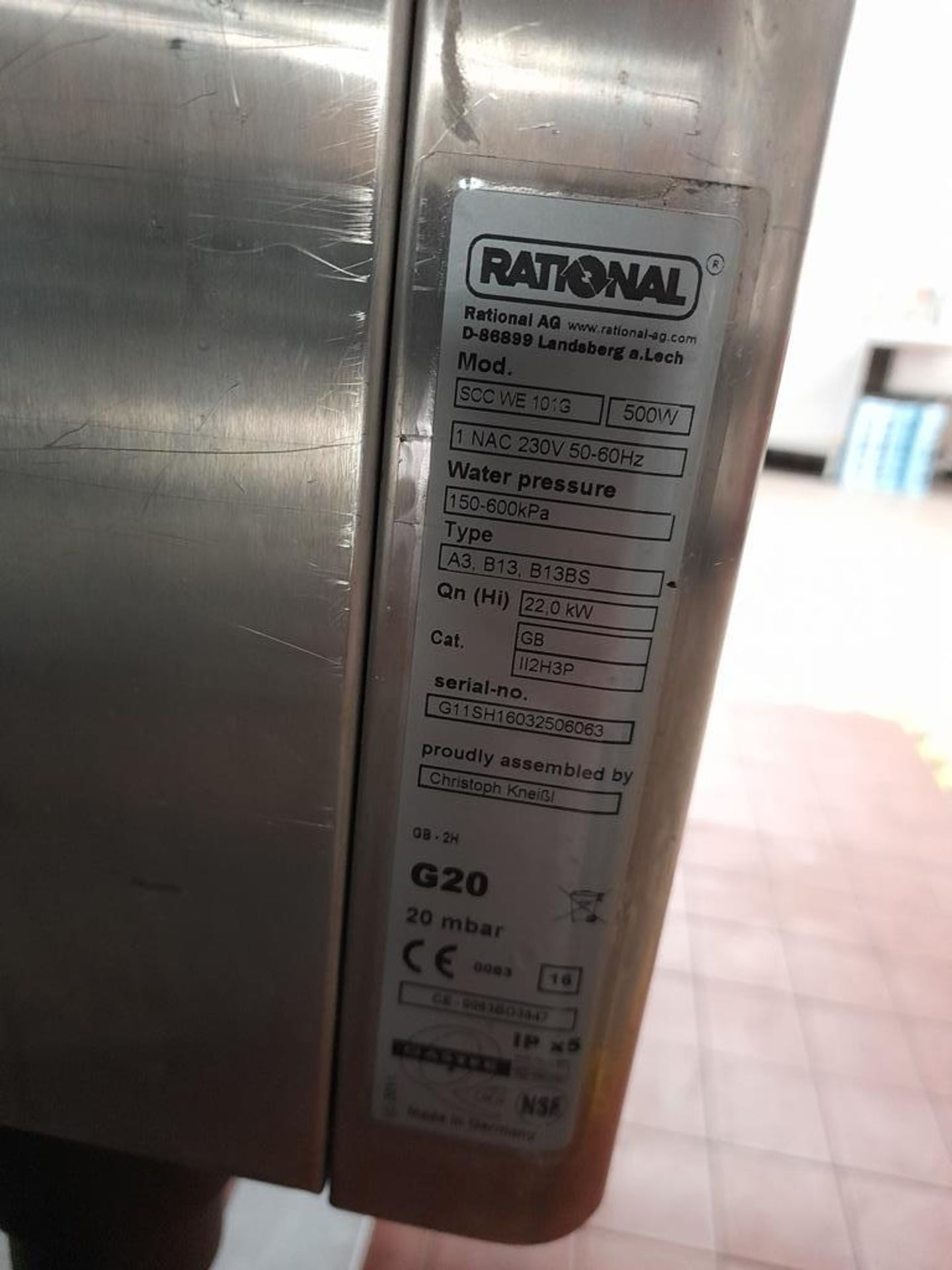 Rational SCC WEE 101G gas combination oven, s/n G11SH 16032506063, purchase date 28/02/2016. A - Image 3 of 4