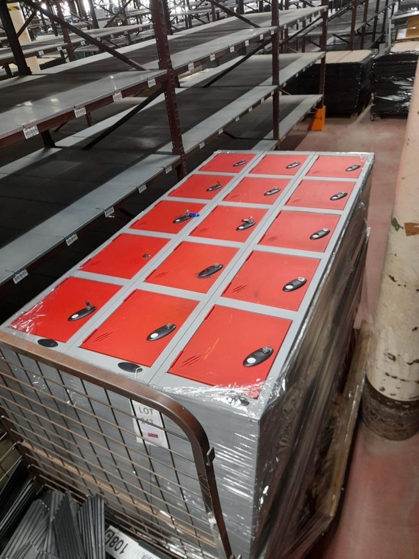 6 - Six door lockers (Red/Grey), as lotted on 1 pallet (some keys missing)