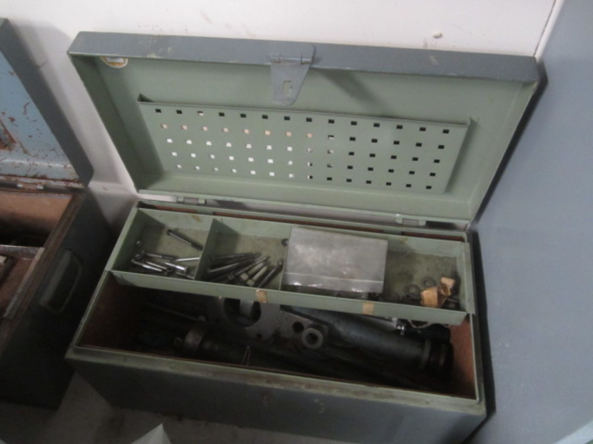 Steel farmed twin door cabinet and electrical component contents and twin steel framed tool chests - Image 2 of 5