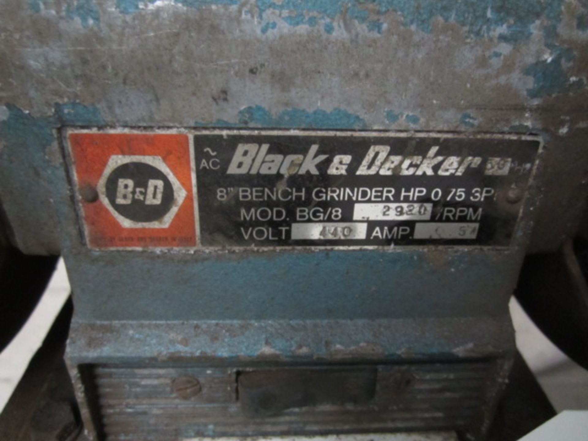 Black & Decker 8" bench pedestal grinder, BG/8 double ended grinder polisher - Disconnection to be - Image 3 of 3