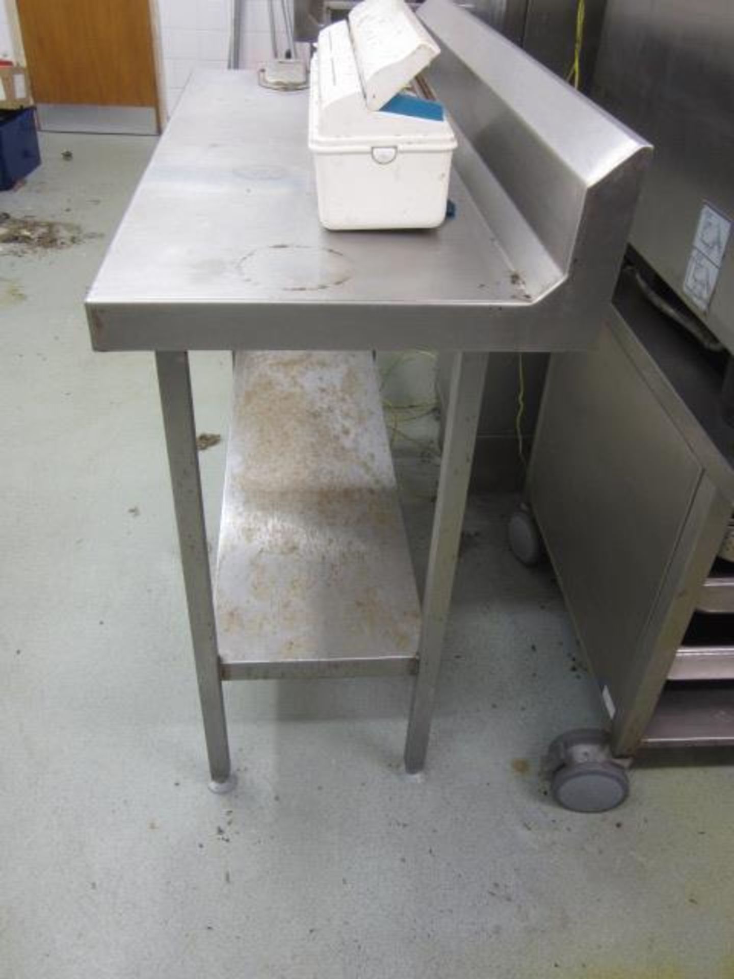 Two stainless steel preparation table with splash back, undershelf 1130mm x 500mm - Image 2 of 4