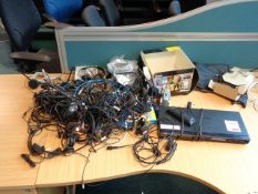 Sony DVD player (out of commission) and quantity of headsets