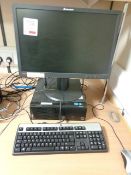 Lenovo Thinkcentre desktop PC, flat screen monitor, keyboard, mouse