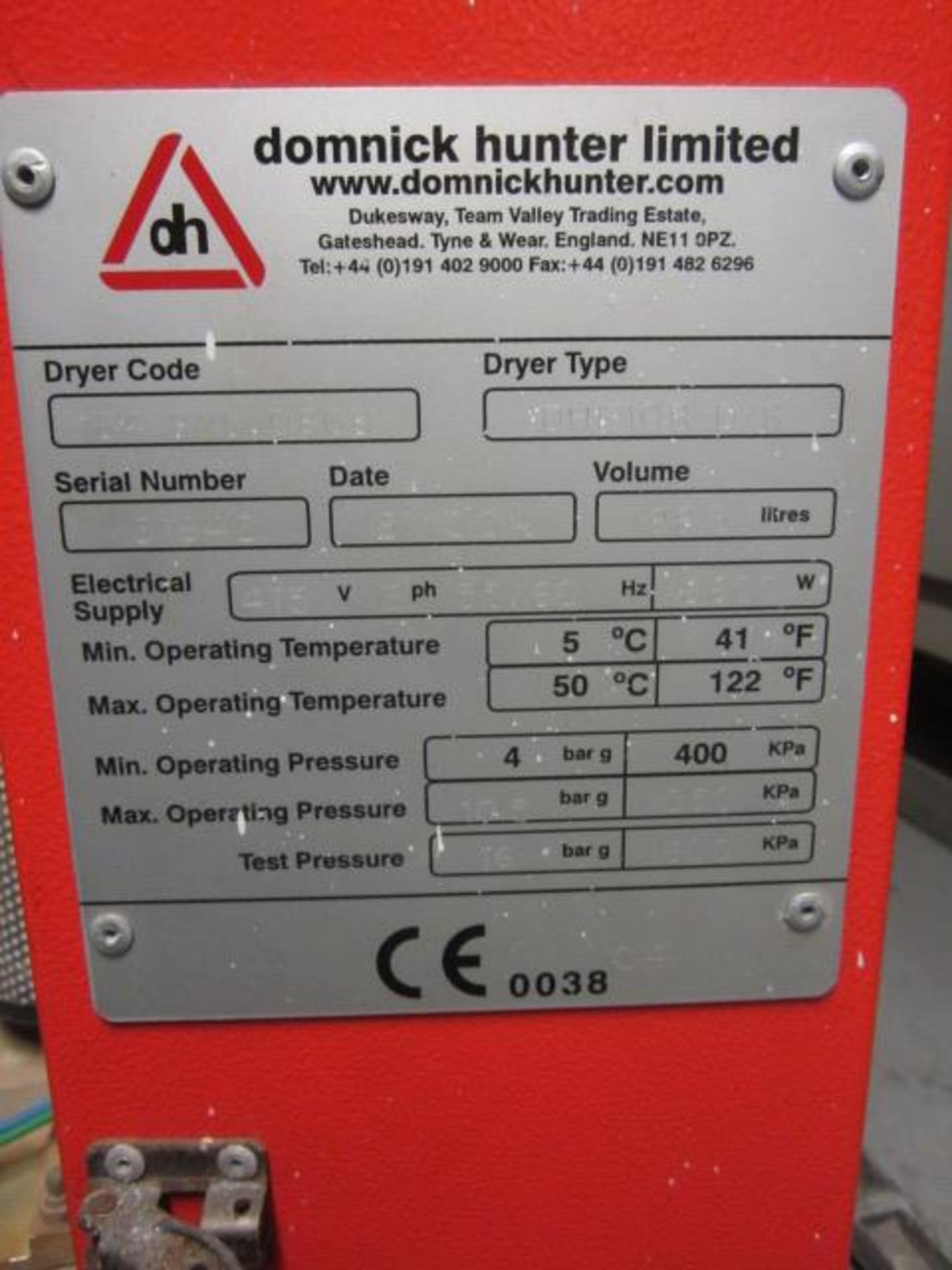 Domnick Hunter Ltd Pneu Dri high efficiency air dryer, type DHE108 D/S, serial no. 31642 (2004), - Bild 2 aus 6