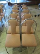 Ten chrome frame upholstered seat/back stacking canteen chairs