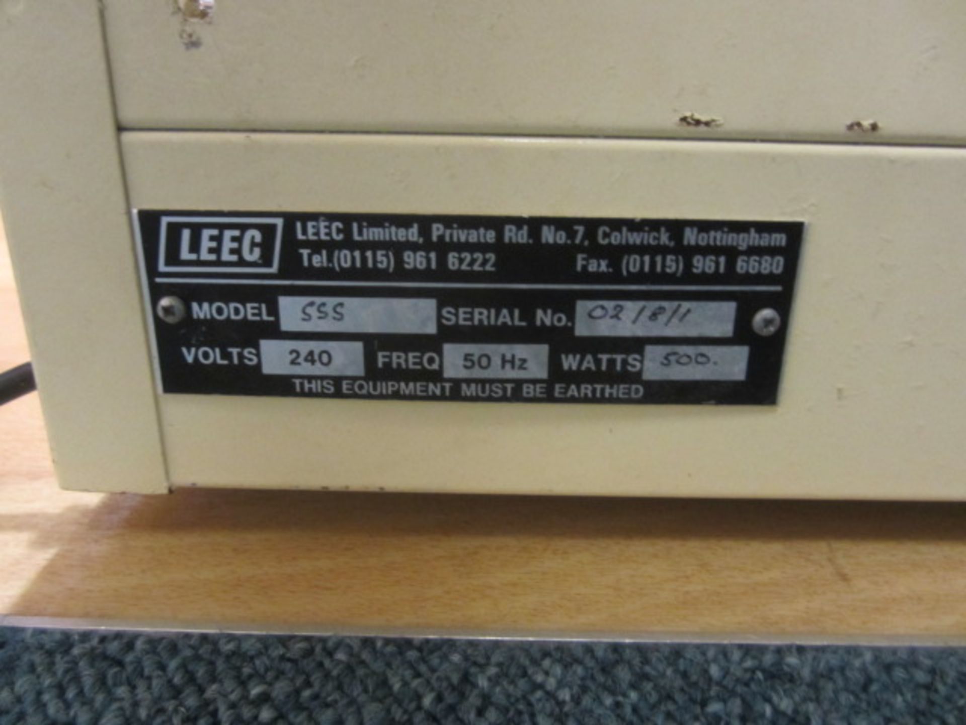 Leec Ltd warming cabinet, model 535, s/n: 02/8/11, 500w - Image 3 of 3