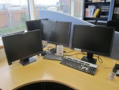 Five assorted flat screen monitors