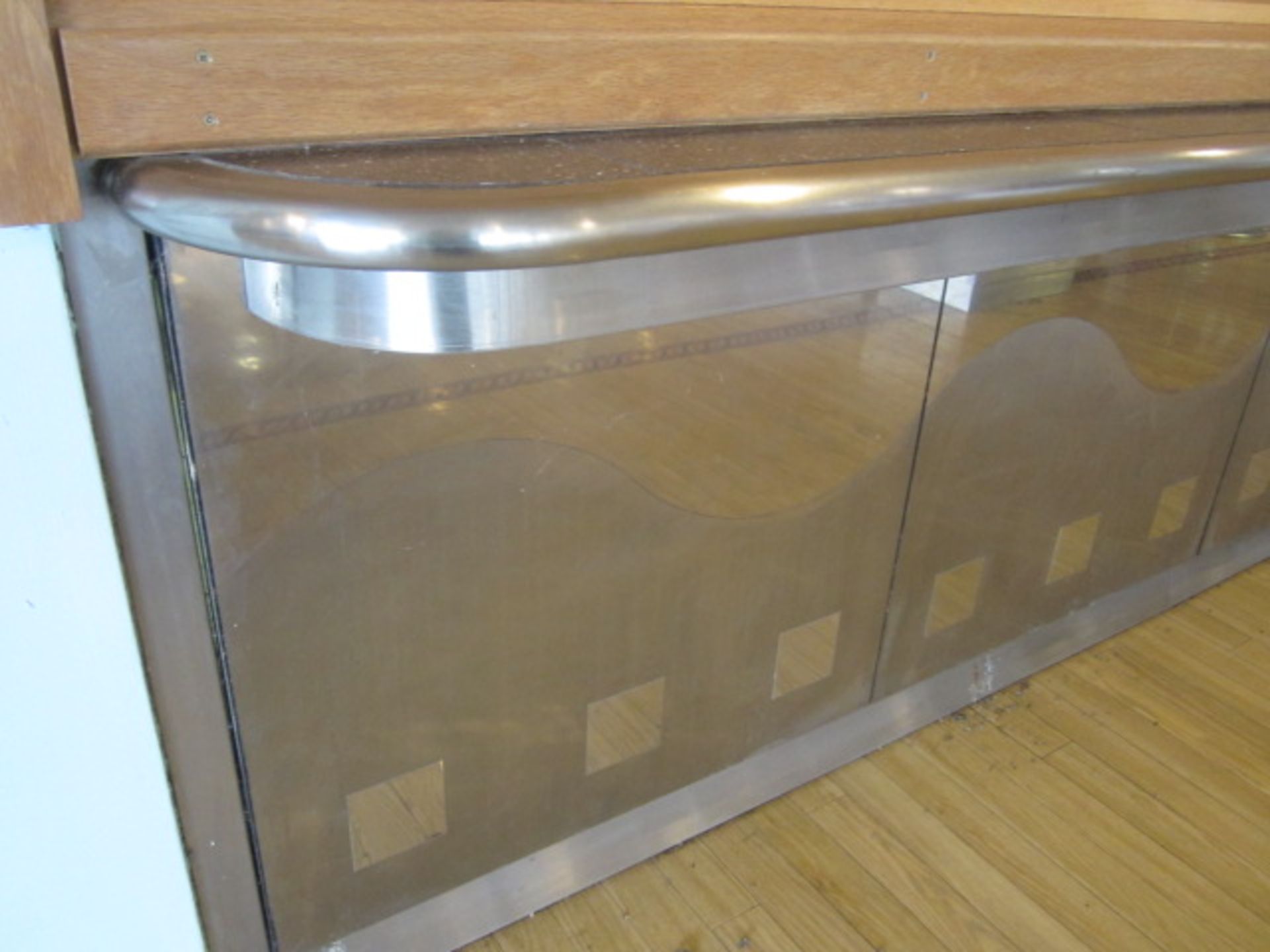 Unbadged stainless steel serving counter comprising 3 section Bain Marie, warming lamps, and hot - Image 13 of 13