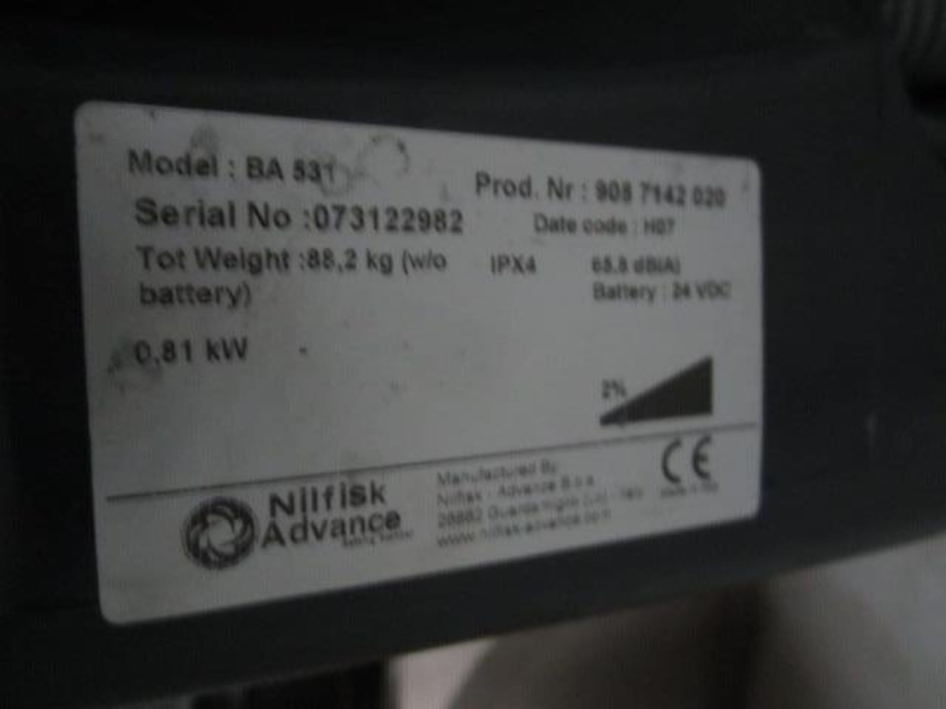 Nilfisk BA531 scrubber dryer, serial no. 073122982 - Image 4 of 4
