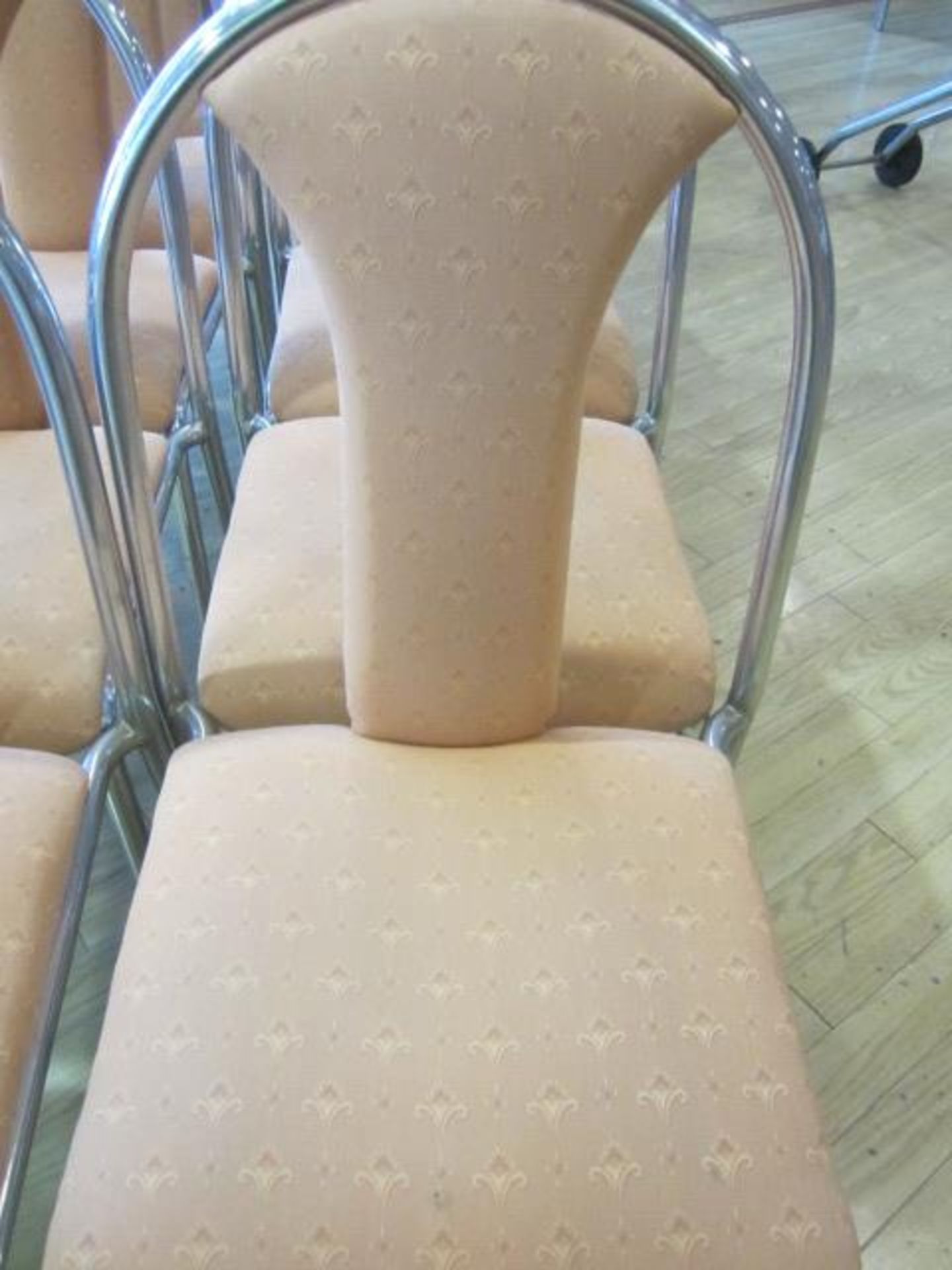 Ten chrome frame upholstered seat/back stacking canteen chairs - Image 2 of 2