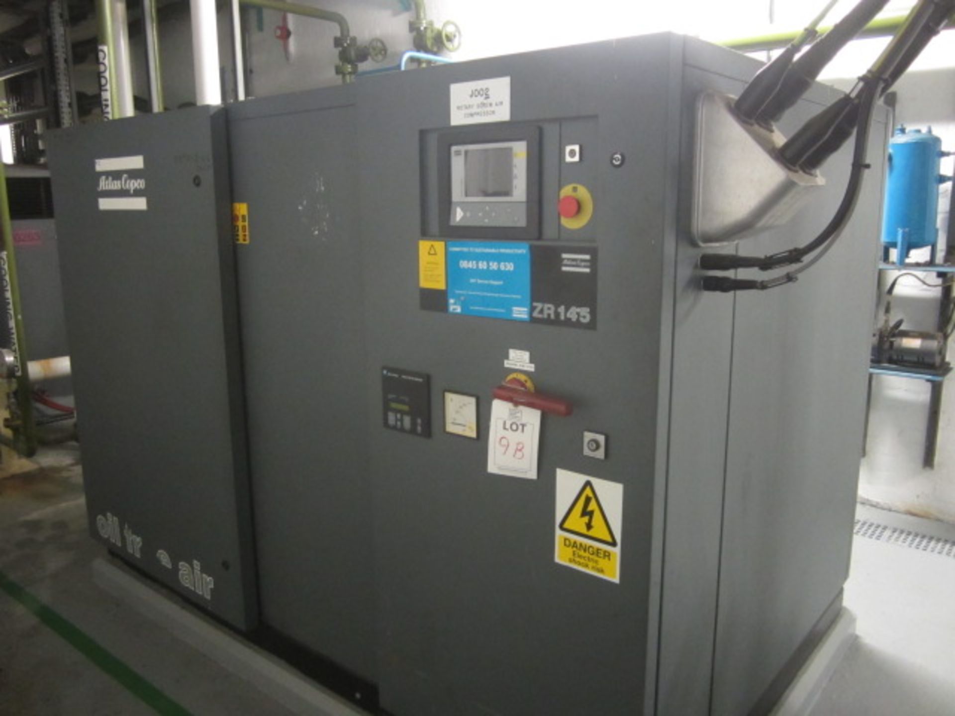 Atlas Copco ZR145 rotary screw air compressor, model AIF032764 oil free air, Allen Bradley Smart