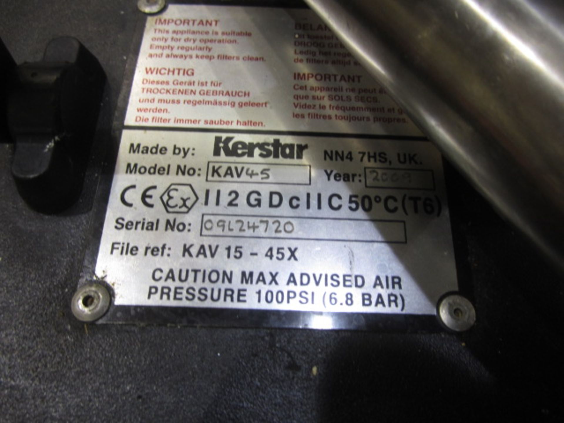 Kerstar Freddy KAV45 pneumatic industrial vacuum - Image 3 of 5