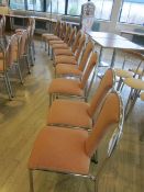 Ten chrome frame upholstered seat/back stacking canteen chairs