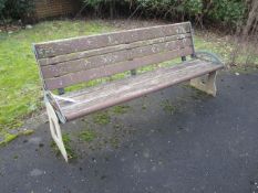 Metal framed timber slatted bench, 1800mm length (Please Note: bolted to the floor, puchaser to