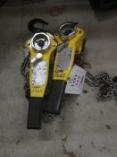 Two Yale Uno 0.75 tonne lever hoists, serial no. 81012533 & 81012301 (2008) (Please Note: We do