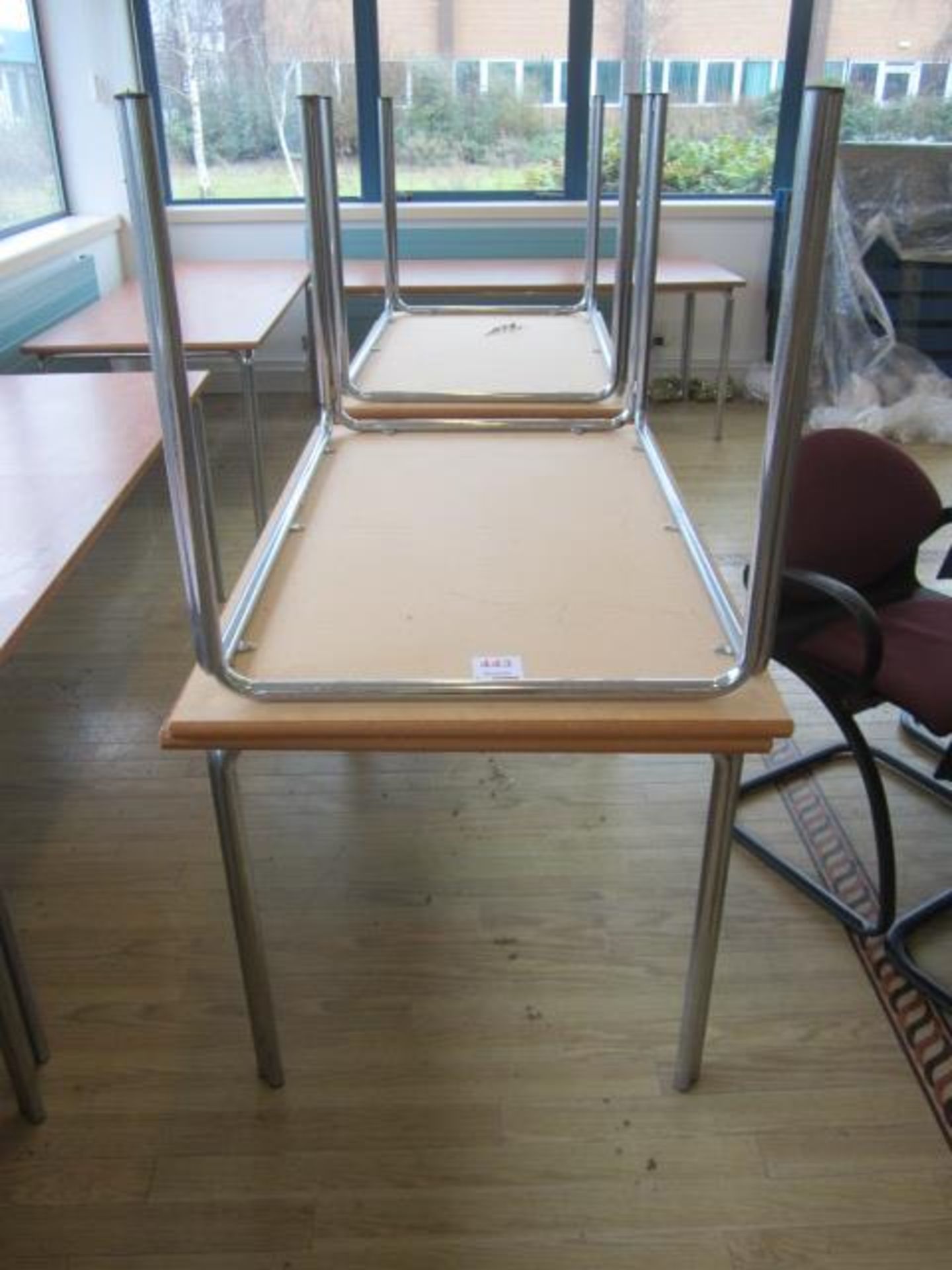 Four veneered top rectangular canteen tables, 1250mm x 760mm - Image 2 of 3