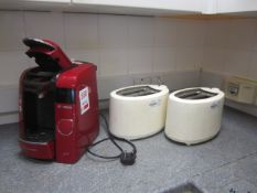 Bosch Tassimo coffee pod machine, 2 x 2-slice toasters