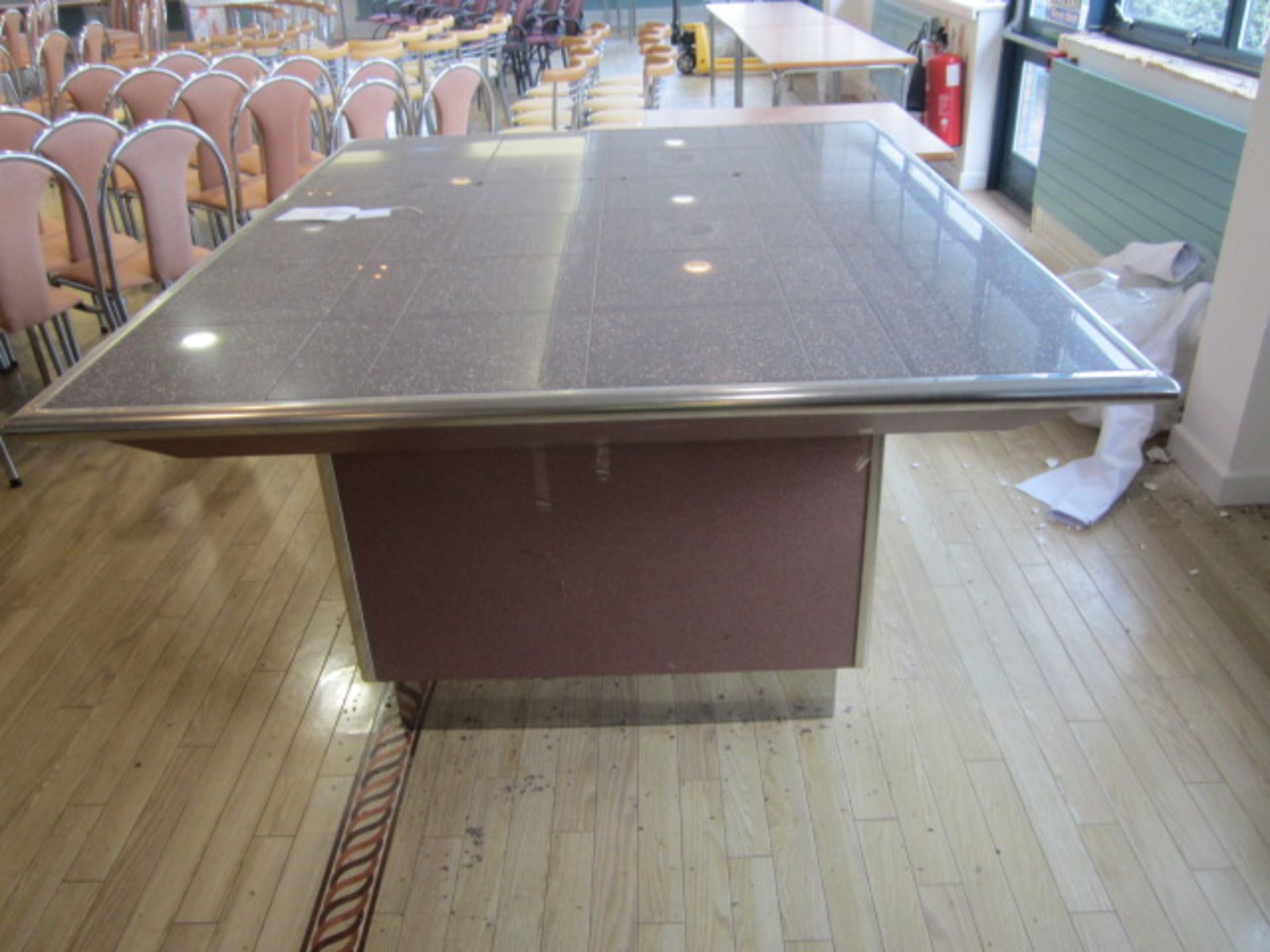 Tiled top serving counter with under storage cupboards, 1550mm x 1.9m - Disconnection to be - Image 2 of 4