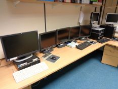 Four HP desktop PC's, six various LCD monitors, keyboard, mouse and Adder GEM switch unit
