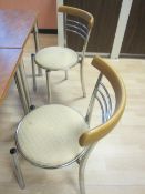 Nine chrome frame upholstered seat canteen chairs