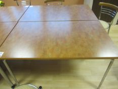 Two veneer top canteen tables, 1250mm x 750mm