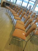 Ten chrome frame upholstered seat/back stacking canteen chairs