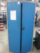 Steel 2 door cabinet with contents including SHF bearings, various spares, etc.