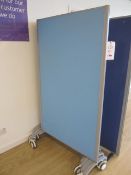 Four metal upholstered partitioning screens, 1m x 1.8m