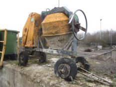 Terex Benford 4 wheel diesel single drum site mixer, model CTHE, VIA no. SLBM0000E3080K279, engine