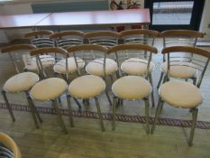 Ten chrome frame upholstered seat canteen chairs